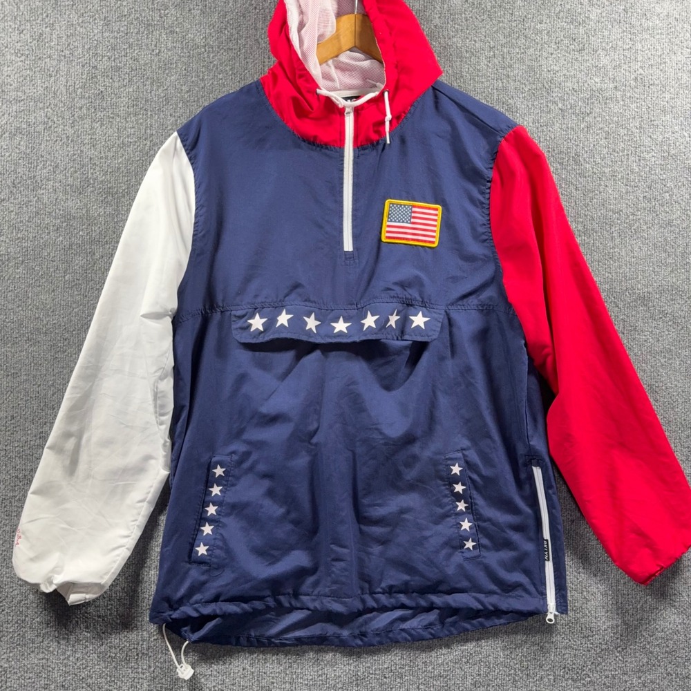Trademark Brooklyn Cloth USA Mens Large Colorblock Windbreaker Quarter Zip